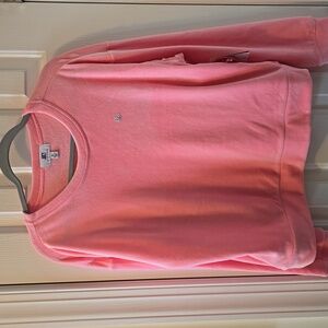 JUICY COUTURE WOMEN'S JUNIOR PINK LONG SLEEVE VELVETEEN PULLOVER CREWNECK XL